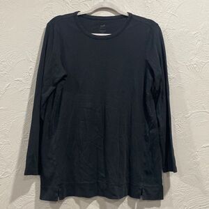 J. Jill Pima Cotton Long Sleeve Black Tunic Top Size Medium